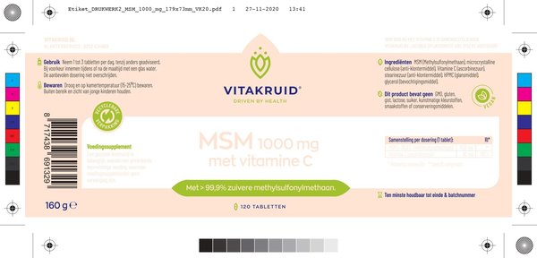 MSM 1000 mg met vitamine C (120 tabletten (ovaal))